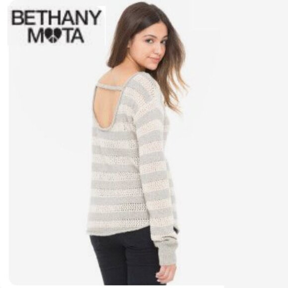 Bethany Mota Sweaters - Bethany Mota Striped Scoop-Back Knit Sweater​​​​​​​